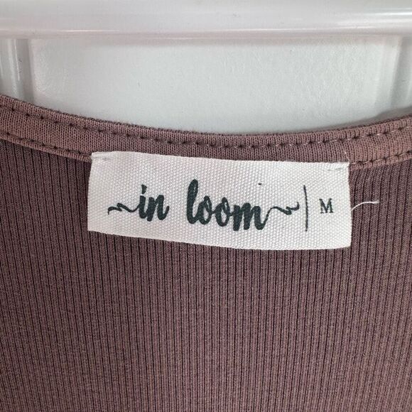 In Loom Dress Womens M Tan Brown Midi Ribbed Stretch Sexy Minimalist Modern - Picture 4 of 7